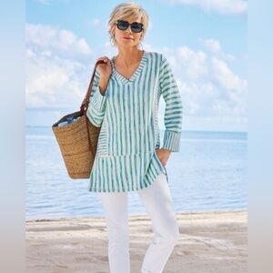 Soft Surroundings The Ultimate Denim Pull On Straight Crop Comfort Waist Jeans